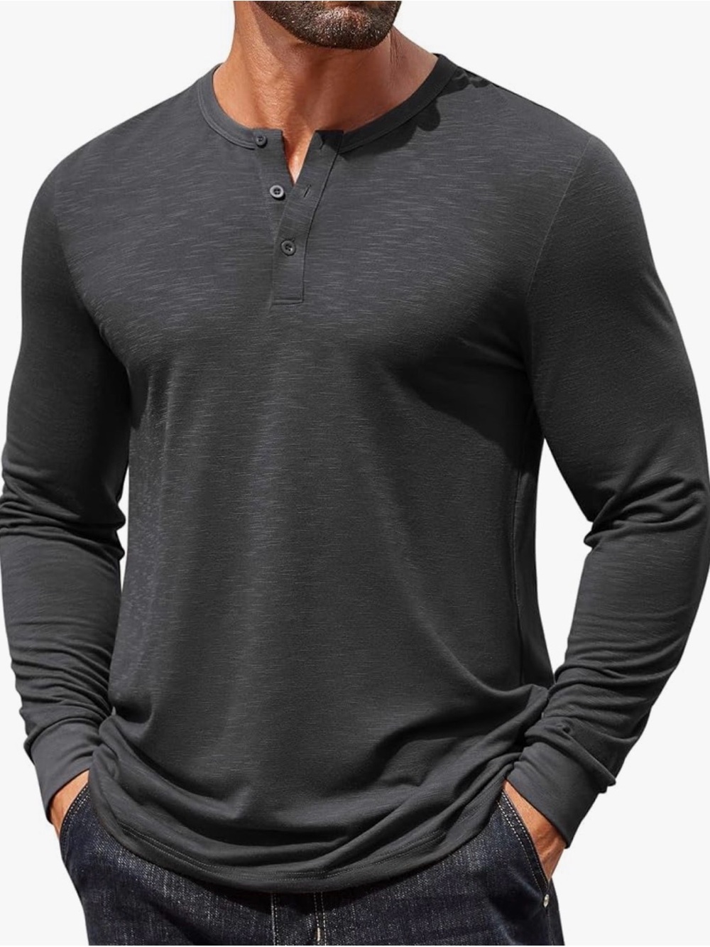 Mens 3XL Henley Shirt Long Sleeve T Shirts Casual Lightweight button 1170